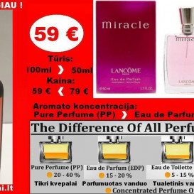 LANCOME MIRACLE 100ml PP Pure Perfume Koncentruoti Kvepalai Moterims