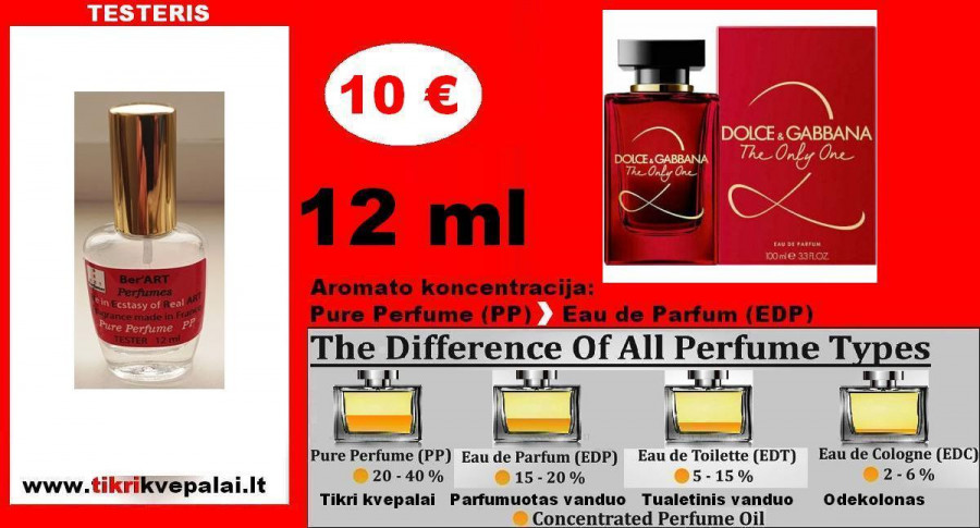 DOLCE & GABBANA „THE ONLY ONE“ 12ml (Parfum) Pure Perfume Kvepalai Moterims