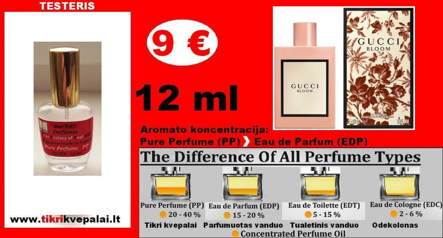 "GUCCI" BLOOM Kvepalai Moterims 12ml TESTERIS (Parfum) Pure Perfume