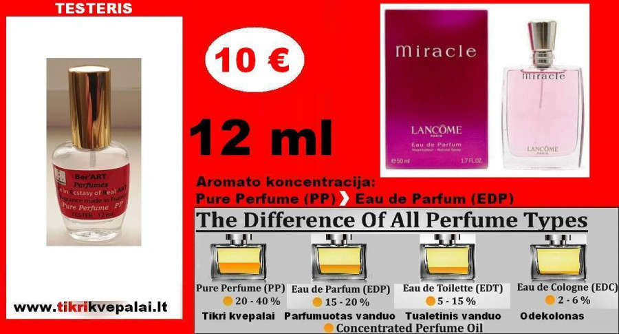 LANCOME „MIRACLE“ 12 ml (Parfum) Pure Perfume Kvepalai Moterims