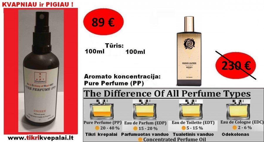 MEMO PARIS FRENCH LEATHER Nišiniai Kvepalai Moterims ir Vyrams (UNISEX) 100ml (PP) Pure Perfume