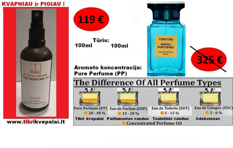 TOM FORD NEROLI PORTOFINO Nišiniai Kvepalai Moterims ir Vyrams (UNISEX) 100ml (PP) Pure Perfume
