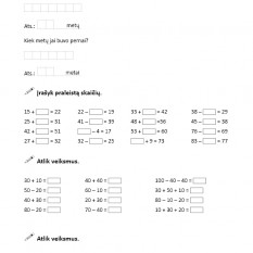 MATEMATIKOS SAVARANKIŠKŲ  DARBŲ UŽDUOTYS, 2 klasei