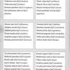 Lietuvių kalbos dalijamoji medžiaga III klasės mokiniams