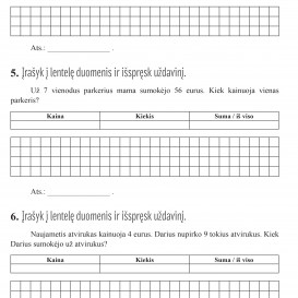 Reda Jaseliūnienė. MATEMATIKA. Tekstiniai uždaviniai. 3 klasė I dalis. Sudėtis, atimtis, daugyba, dalyba