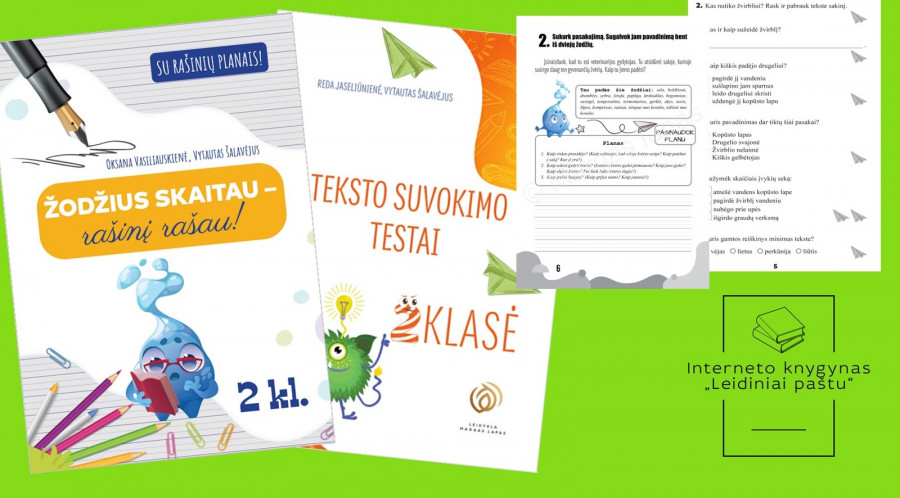 Komplektas 2 klasei. ŽODŽIUS SKAITAU - RAŠINĮ RAŠAU! TEKSTO SUVOKIMO TESTAI (2 leidiniai)