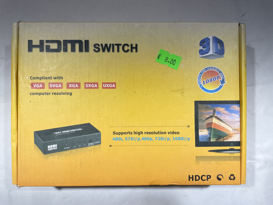 HDMI 2x1 jungiklis su nuotolinio valdymo pulteliu (2 įvestis - 1 išvestis)