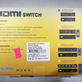 HDMI 2x1 jungiklis su nuotolinio valdymo pulteliu (2 įvestis - 1 išvestis)