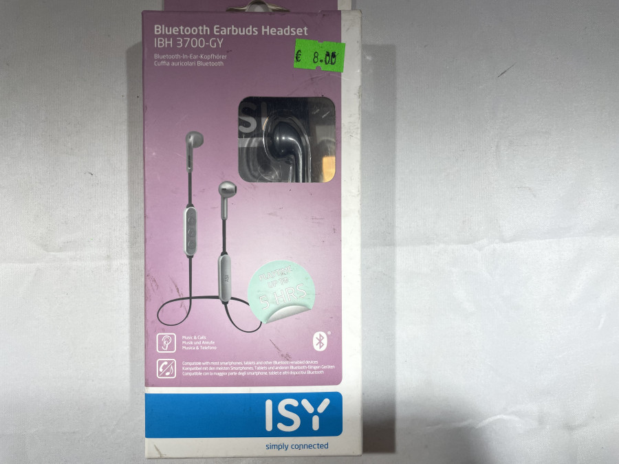 ISY bluetooth earbuds headset IBH 3700-GY