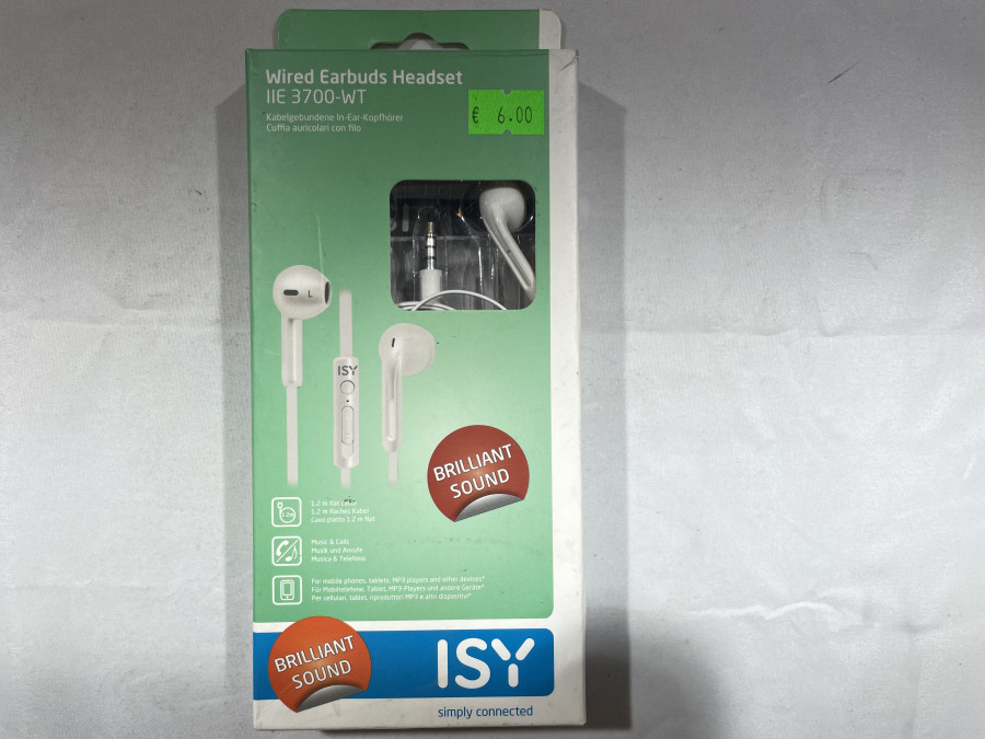 ISY wired earbuds headset IIE 3700-wt