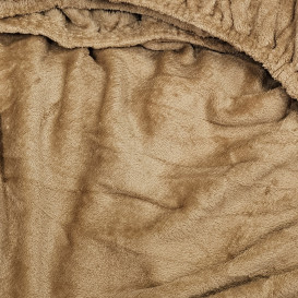 Pliušinė paklodė su guma (karamelės spalvos)