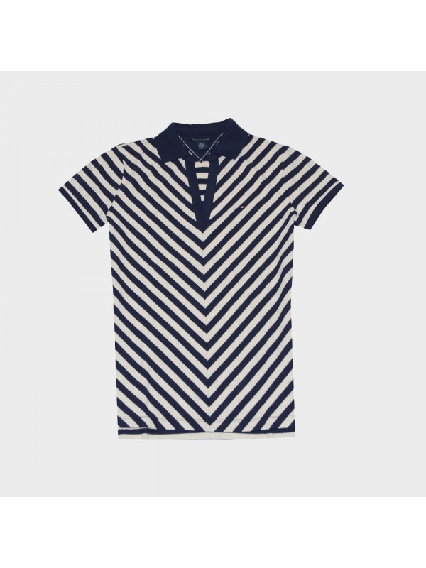 Moteriški marškinėliai Tommy Hilfiger Chevron Stripe V-Neck