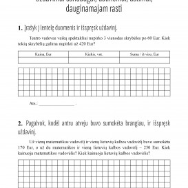 Reda Jaseliūnienė. MATEMATIKA. Tekstiniai uždaviniai. 4 klasė I dalis. Sudėtis, atimtis, daugyba, dalyba