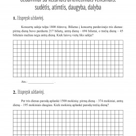 Reda Jaseliūnienė. MATEMATIKA. Tekstiniai uždaviniai. 4 klasė II dalis. Sudėtis, atimtis, daugyba, dalyba