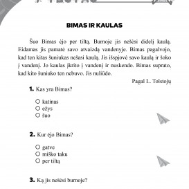 TEKSTO SUVOKIMO  TESTAI 1 klasė. R. Jaseliūnienė, V. Šalavėjus.