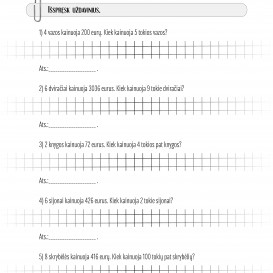 MATEMATIKA. Savarankiški darbai 4 klasei. R. Jaseliūnienė