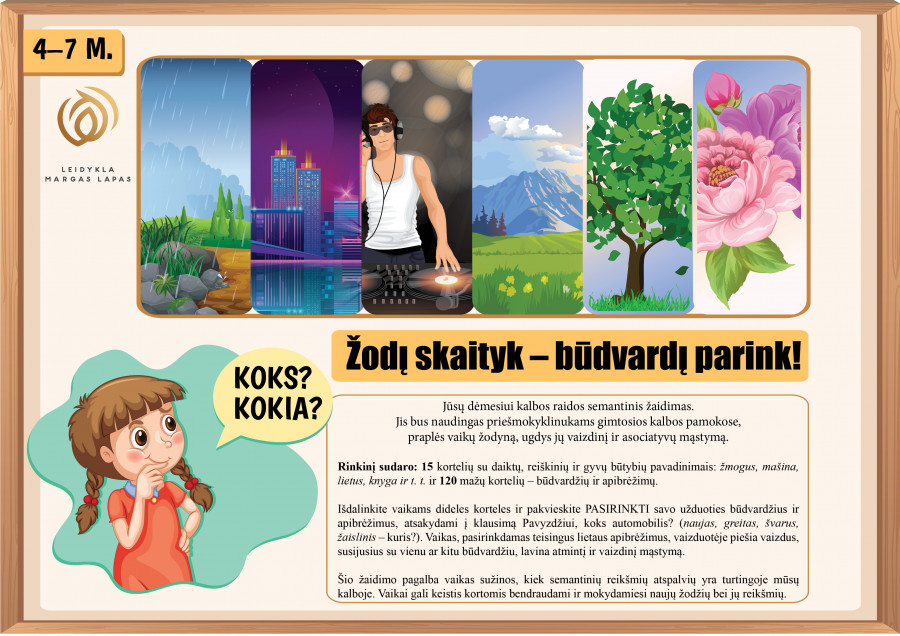 Mokomoji priemonė „ŽODĮ SKAITYK – BŪDVARDĮ PARINK“