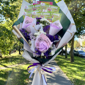 Puokštė vyrui (Nr.1) su loterijos bilietais