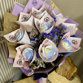 Puokštė vyrui (Nr.2) su loterijos bilietais