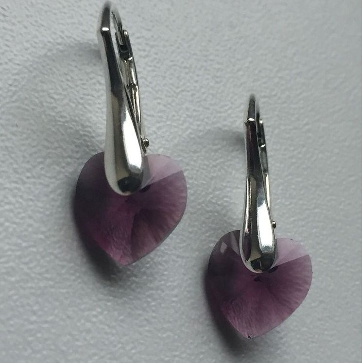 Sidabruoti auskarai su Swarovski kristalais