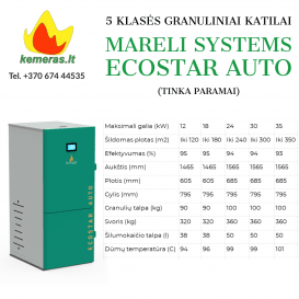 5 kl. granulinis katilas Mareli ECOSTAR  AUTO 12 kW