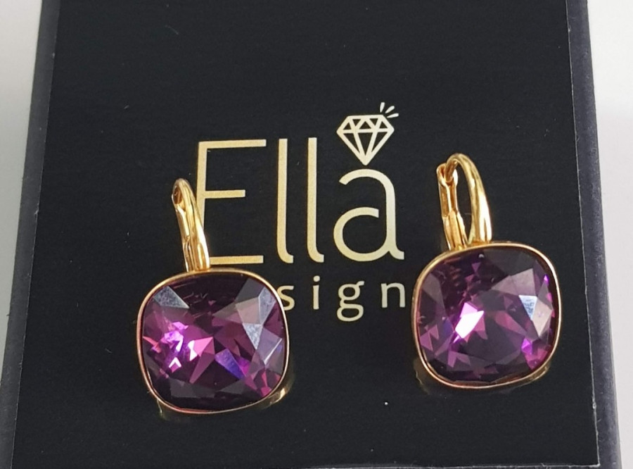 Auskarai "Kavadratukai" su swarovski