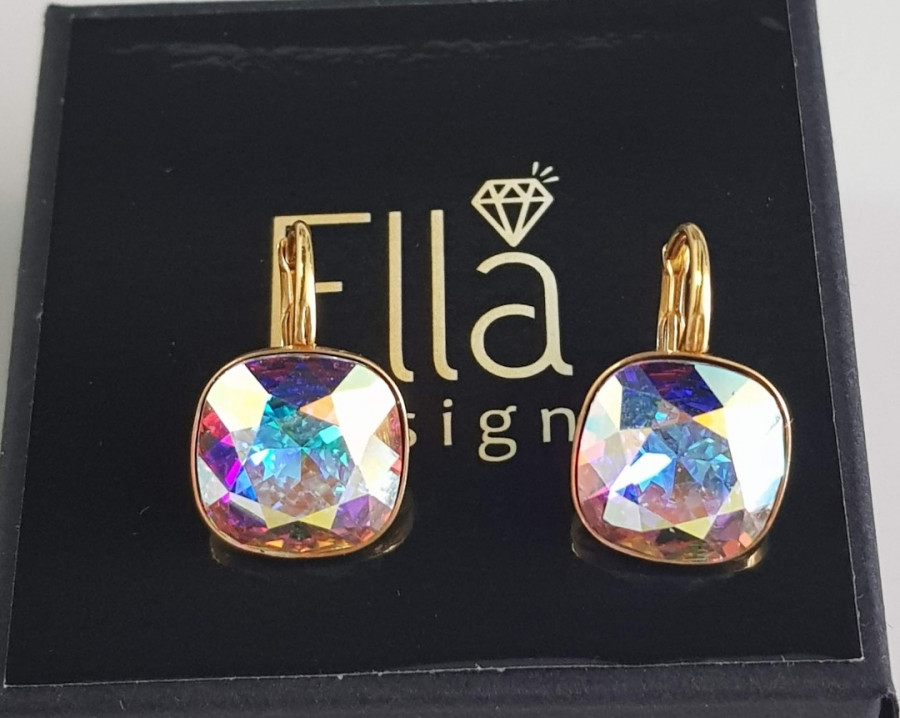 Auskarai "Kavadratukai" su swarovski