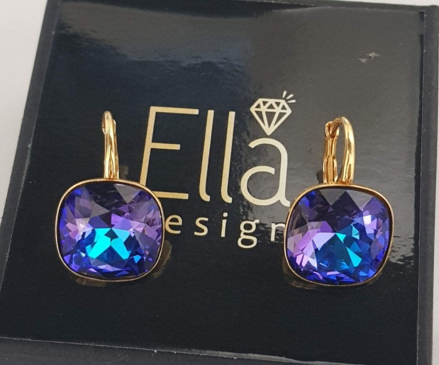 Auskarai "Kavadratukai" su swarovski