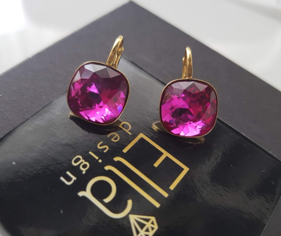 Auskarai "Kavadratukai" su swarovski