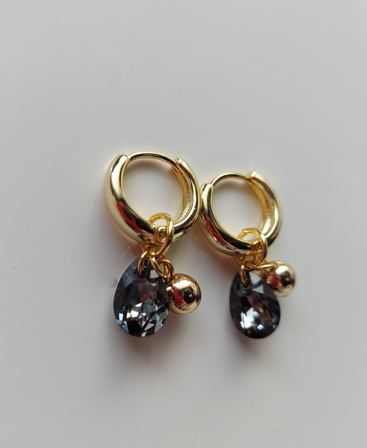 Auskarai rinkės su swarovski ir hematitu