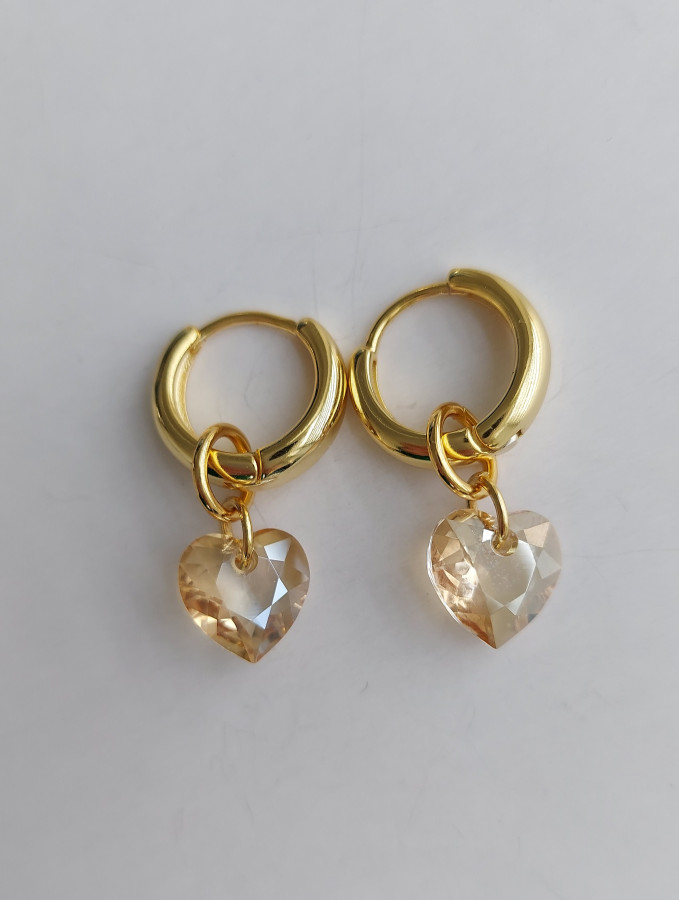 Auskarai rinkės su swarovski Širdele