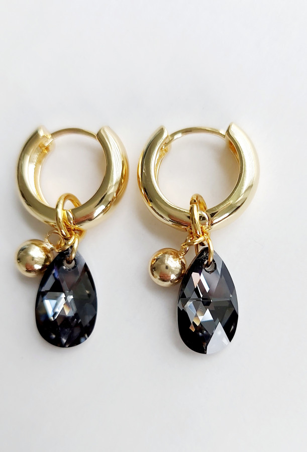 Auskarai rinkės su swarovski ir hematitu