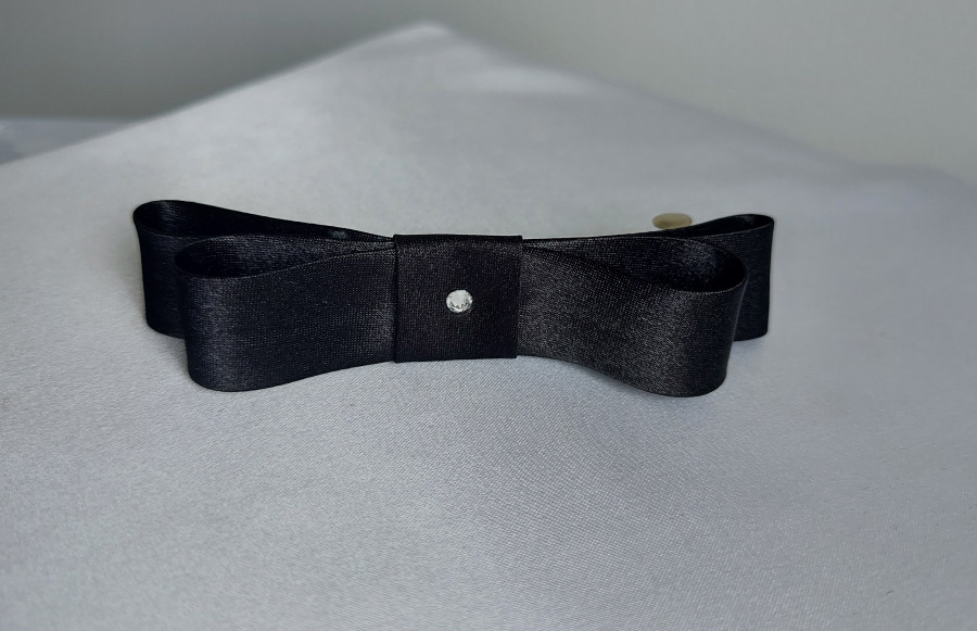 Plaukų segtukas- kaspinukas Black su swarovski akute
