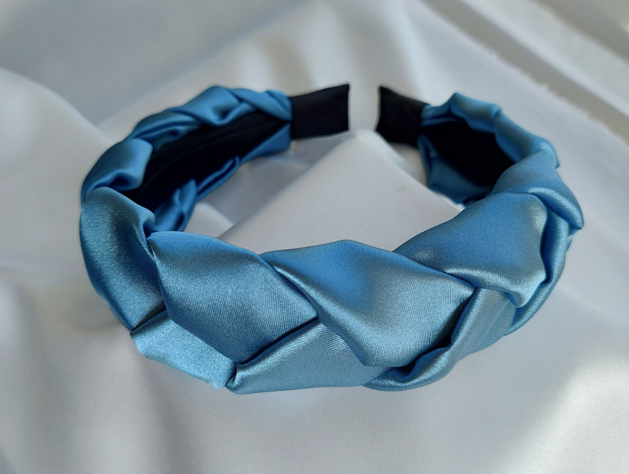 Rankų darbo pintas lankelis Denim