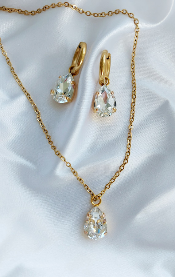Grandinėlė su swarovski pakabuku+auskarai crystal