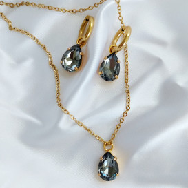 Grandinėlė su swarovski pakabuku+auskarai grey