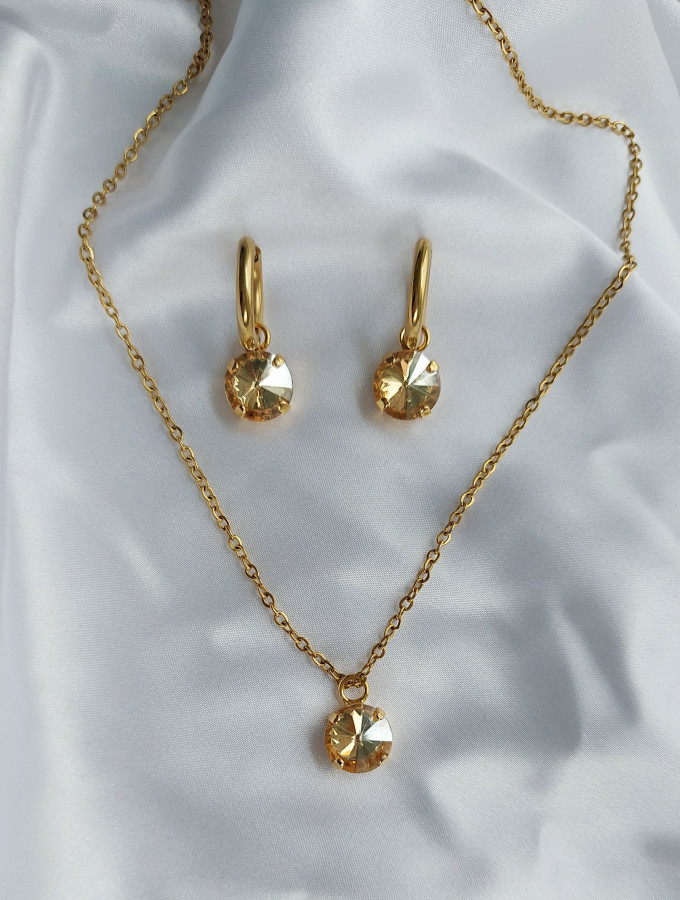 Grandinėlė su swarovski pakabuku+auskarai gold