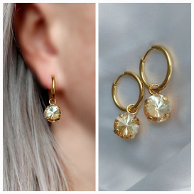Grandinėlė su swarovski pakabuku+auskarai gold