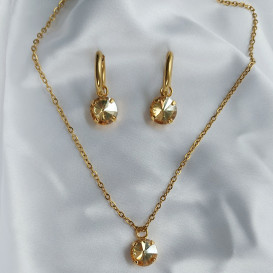 Grandinėlė su swarovski pakabuku+auskarai gold