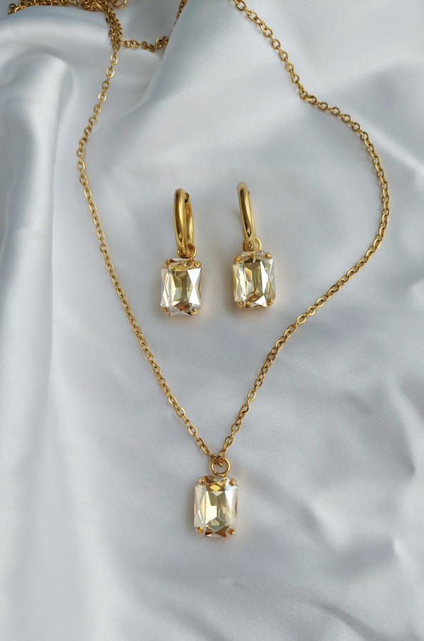 Grandinėlė su swarovski pakabuku+auskarai