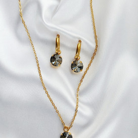 Grandinėlė su swarovski pakabuku+auskarai Grey