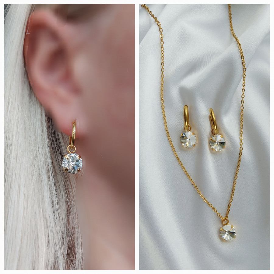 Grandinėlė su swarovski pakabuku+auskarai Crystal