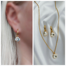 Grandinėlė su swarovski pakabuku+auskarai Crystal