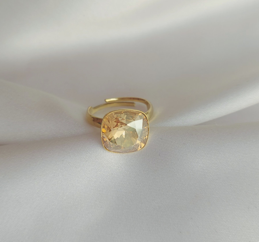 Žiedas su swarovski 925 praba Golden shadow