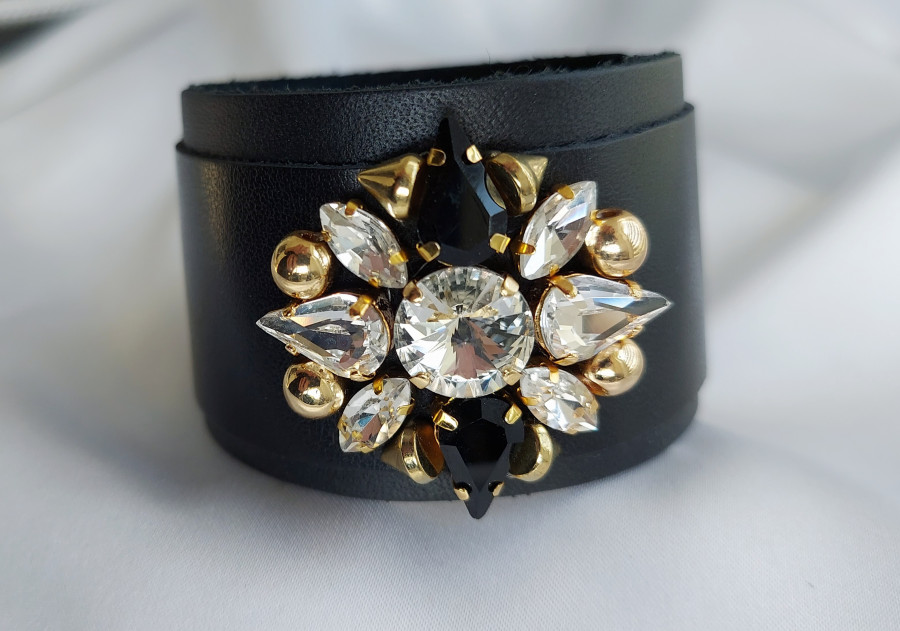 Odinė dviguba apyrankė su swarovski