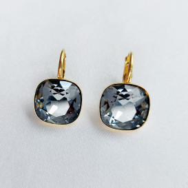 Auskarai "Kavadratukai" su swarovski Silver Night