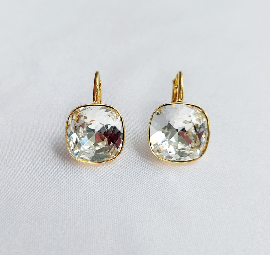 Auskarai "Kavadratukai" su swarovski Crystal