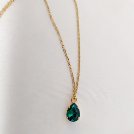 Grandinėlė su swarovski pakabuku+auskarai Green