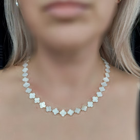 Natūralių kriauklių dobilų vėrinys white