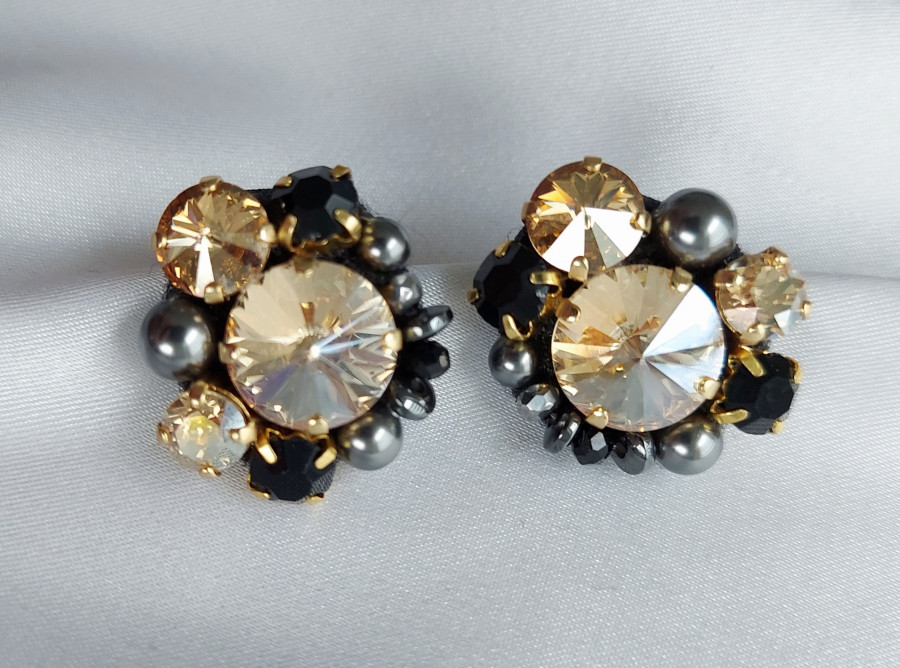 Auskarai su swarovski kristalais 925 Golden shadow